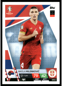 Nikola Milenković, Kartička, Topps Match Attax UEFA EURO 2024, BASE
