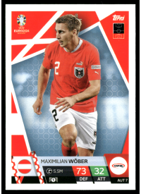 Maximilian Wöber, Kartička, Topps Match Attax UEFA EURO 2024, BASE Maximilian Wöber, Kartička, Topps Match Attax UEFA EURO 2024, BASE