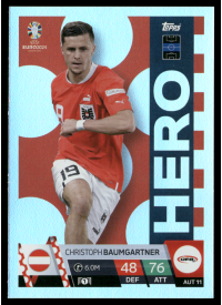 Christoph Baumgartner, Kartička, Topps Match Attax UEFA EURO 2024, BASE Christoph Baumgartner, Kartička, Topps Match Attax UEFA EURO 2024, BASE