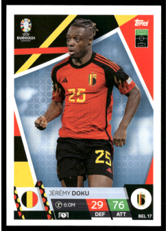 Jérémy Doku, Kartička, Topps Match Attax UEFA EURO 2024, BASE