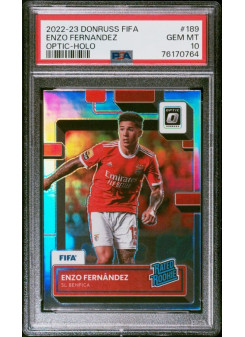 Enzo Fernandez, Kartička, 2022-23 Panini Donruss Soccer, PSA 10, Silver Holo Optic