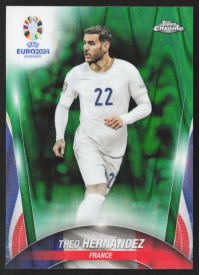 Theo Hernandez, Kartička, Topps Chrome UEFA Euro 2024, Green Ray Wave