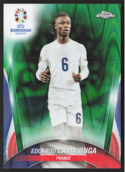 Eduardo Camavinga, Kartička, Topps Chrome UEFA Euro 2024, Green Ray Wave