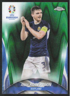 Andy Robertson, Kartička, Topps Chrome UEFA Euro 2024, Green Ray Wave