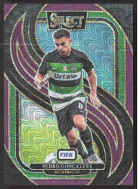 Pedro Goncalves, Kartička, 2024-25 Panini Select FIFA Soccer, Purple Mojo