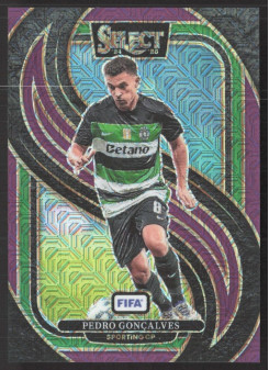 Pedro Goncalves, Kartička, 2024-25 Panini Select FIFA Soccer, Purple Mojo
