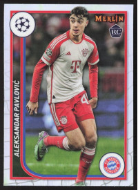 Aleksandar Pavlovic, Kartička, Topps Merlin Chrome UEFA Club Competitions 2023-24, Refractor Aleksandar Pavlovic, Kartička, Topps Merlin Chrome UEFA Club Competitions 2023-24, Refractor
