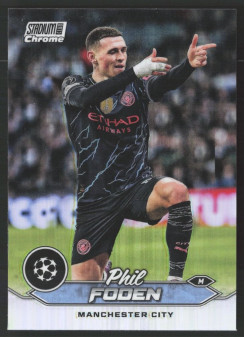 Phil Foden, Kartička, 2023-24 Topps Stadium Club Chrome UEFA Club Competitions, Refractor