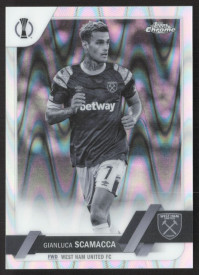 Gianluca Scamacca, Kartička, Topps Chrome UEFA Club Competitions 2022-2023, Black & White Ray Wave