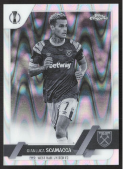 Gianluca Scamacca, Kartička, Topps Chrome UEFA Club Competitions 2022-2023, Black & White Ray Wave