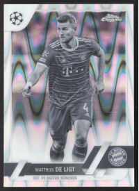 Matthijs de Ligt, Kartička, Topps Chrome UEFA Club Competitions 2022-2023, Black & White Ray Wave
