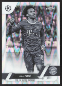 Leroy Sane, Kartička, Topps Chrome UEFA Club Competitions 2022-2023, Black & White Ray Wave Leroy Sane, Kartička, Topps Chrome UEFA Club Competitions 2022-2023, Black & White Ray Wave