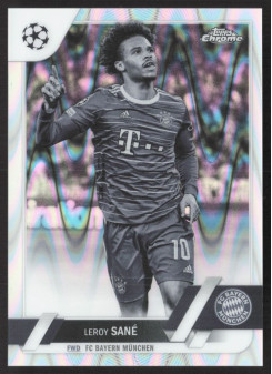 Leroy Sane, Card, Topps Chrome UEFA Club Competitions 2022-2023, Black & White Ray Wave