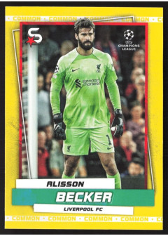 Alisson Becker, Card, 2022-23 Topps Superstars UEFA Club Competitions, Base Variations Common Yellow Action