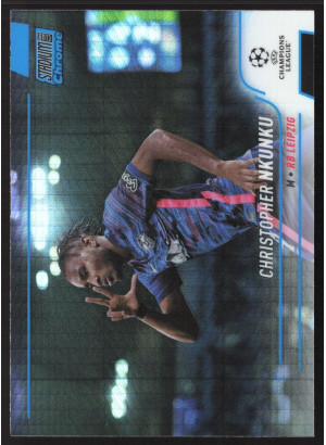Christopher Nkunku, Card, 2021-22 Topps Stadium Club Chrome UEFA Champions League, Blue Prism Refractor