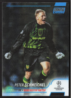 Peter Schmeichel, Kartička, 2021-22 Topps Stadium Club Chrome UEFA Champions League, Blue Prism Refractor