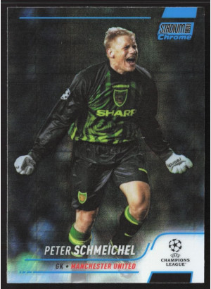 Peter Schmeichel, Card, 2021-22 Topps Stadium Club Chrome UEFA Champions League, Blue Prism Refractor