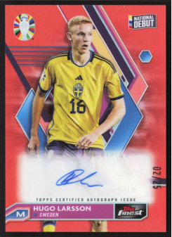 Hugo Larsson, Kartička, 2024 Topps Finest Road to UEFA Euro , AUTOGRAPH