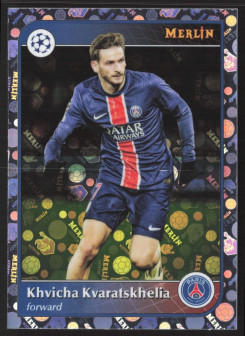 Khvicha Kvaratskhelia, Kartička, 2024-25 Topps Merlin UEFA Club Competitions, Vintage Merlin Refractor