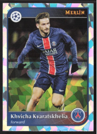 Khvicha Kvaratskhelia, Kartička, 2024-25 Topps Merlin UEFA Club Competitions, Atomic Refractor
