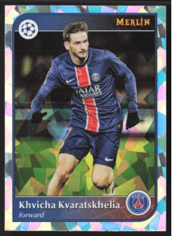 Khvicha Kvaratskhelia, Kartička, 2024-25 Topps Merlin UEFA Club Competitions, Atomic Refractor
