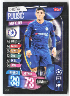 Christian Pulisic, Card, 2019-20 Topps Match Attax UEFA Champions League, BASE