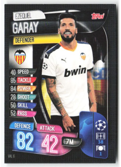 Ezequiel Garay, Kartička, 2019-20 Topps Match Attax UEFA Champions League, BASE