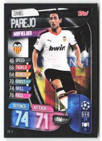 Daniel Parejo, Card, 2019-20 Topps Match Attax UEFA Champions League, BASE