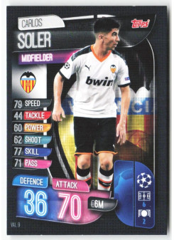 Carlos Soler, Card, 2019-20 Topps Match Attax UEFA Champions League, BASE