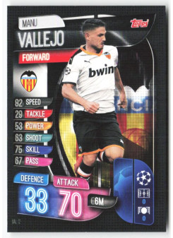 Manu Vallejo, Kartička, 2019-20 Topps Match Attax UEFA Champions League, BASE