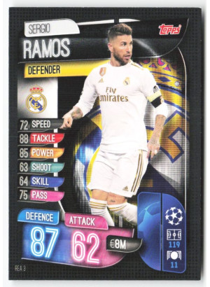 Sergio Ramos, Kartička, 2019-20 Topps Match Attax UEFA Champions League, BASE