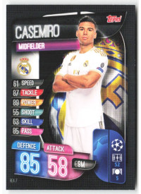 Casemiro, Card, 2019-20 Topps Match Attax UEFA Champions League, BASE