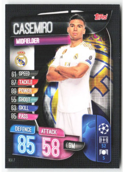 Casemiro, Card, 2019-20 Topps Match Attax UEFA Champions League, BASE