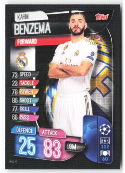 Karim Benzema, Card, 2019-20 Topps Match Attax UEFA Champions League, BASE