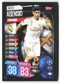 Marco Asensio, Card, 2019-20 Topps Match Attax UEFA Champions League, BASE