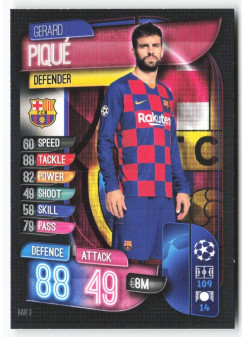Gerard Piqué, Kartička, 2019-20 Topps Match Attax UEFA Champions League, BASE