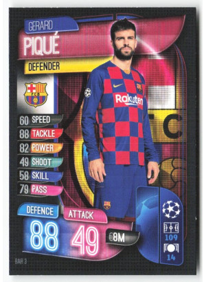 Gerard Piqué, Kartička, 2019-20 Topps Match Attax UEFA Champions League, BASE