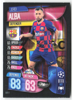 Jordi Alba, Kartička, 2019-20 Topps Match Attax UEFA Champions League, BASE