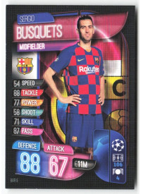 Sergio Busquets, Card, 2019-20 Topps Match Attax UEFA Champions League, BASE