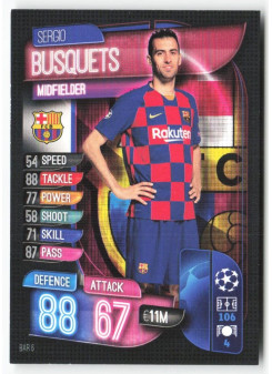 Sergio Busquets, Kartička, 2019-20 Topps Match Attax UEFA Champions League, BASE