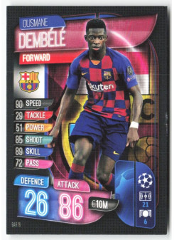 Ousmane Dembélé, Kartička, 2019-20 Topps Match Attax UEFA Champions League, BASE