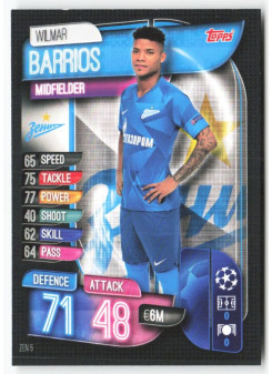Wilmar Barrios, Card, 2019-20 Topps Match Attax UEFA Champions League, BASE