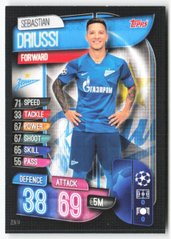 Sebastián Driussi, Card, 2019-20 Topps Match Attax UEFA Champions League, BASE