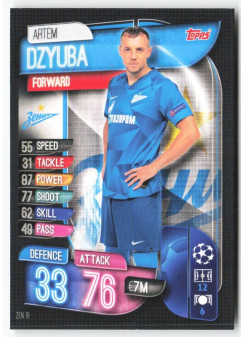 Artem Dzyuba, Kartička, 2019-20 Topps Match Attax UEFA Champions League, BASE