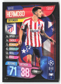 Mario Hermoso, Kartička, 2019-20 Topps Match Attax UEFA Champions League, BASE