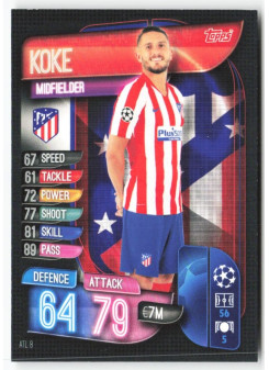 Koke, Card, 2019-20 Topps Match Attax UEFA Champions League, BASE