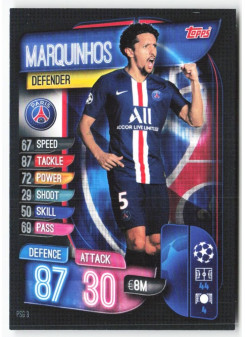 Marquinhos, Card, 2019-20 Topps Match Attax UEFA Champions League, BASE
