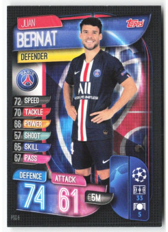 Juan Bernat, Kartička, 2019-20 Topps Match Attax UEFA Champions League, BASE