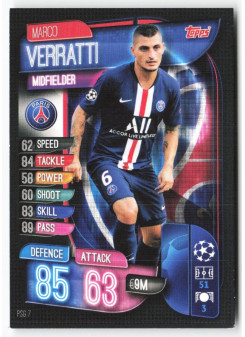 Marco Verratti, Card, 2019-20 Topps Match Attax UEFA Champions League, BASE