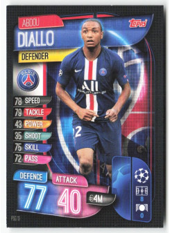 Abdou Diallo, Card, 2019-20 Topps Match Attax UEFA Champions League, BASE